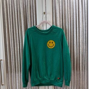 Aviator Nation Green Sweatshirt with Yellow Smiley Face